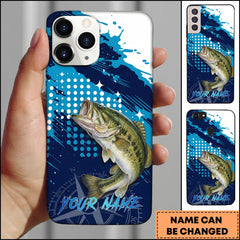 Maxcorners Fishing Bass Blue Ocean Compass Star Pop Art Personalized Name Phone Case