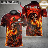 Maxcorners Bowling Shirts Flaming Skull Chain Multicolor Options Personalized Name, Team Name 3D Shirt (4 Colors)