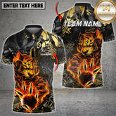 Maxcorners Bowling Lion Flaming Power Graphic Multicolor Options Personalized Name, Team Name 3D Shirt (4 Colors)