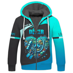 Maxcorners Scuba Diving Heart Custom Name 3D Shirt Personalized Gift For Diver Lovers LM2111