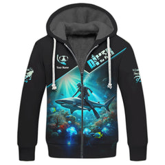 Maxcorners 3D Full Print Diver T-Shirt Underwater Adventure With Sharks Personalized Name Gift For Diver Lovers LM2111