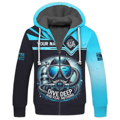 Maxcorners Scuba Diving Custom Name 3D Shirt Dive Deep And Fear Nothing Personalized Gift For Diver Lovers LM2111