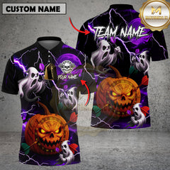 Maxcorners Dart Polo Shirt Halloween Pumpkin Ghost Lightning Multioptions Personalized Name, Team Name Unisex 3D Shirt (4 Colors)