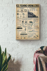 Maxcorners Ice Fishing Knowledge Canvas Gallery Wrapped Canvas Framed Gift Idea LM0101