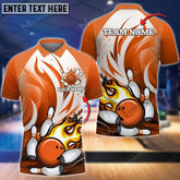 Maxcorners Bowling Ball And Pins Animated Fire Multicolor Option Customized Name 3D Shirt (5 Colors)