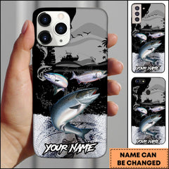 Maxcorners Chinook Fishing Black Silhouette Personalized Name 3D Phone Case