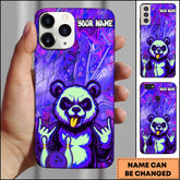 Maxcorners Bowling Phone Case Rock Panda Bowling Graffiti Blue Neon Art Personalized Name Phone Case | Purple