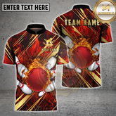Maxcorners Bowling Ball Red Fire Mandala Pattern Multicolor Options Personalized Name, Team Name 3D Shirt (4 Colors)