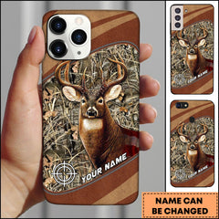 Maxcorners Deer Hunting Grass Brown Camo Wildlife Art Personalized Name Phone Case