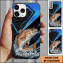 Maxcorners Redfish Fishing Electric Blue Arrow Pattern Splash Personalized Name Phone Case