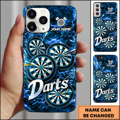 Maxcorners Darts Phonecase Blue Lightning Dartboard Personalized Name 3D Phone Case