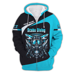 Maxcorners 3D Full Print Scuba Diving T-Shirt Deep Sea Adventure Personalized Name Gift For Diver Lovers LM2111