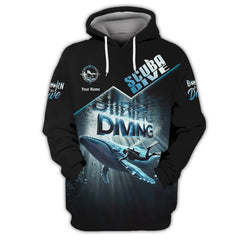 Maxcorners Custom Scuba Diver With Whale 3D T-Shirt Personalized Name Gift For Diver Lovers LM2111