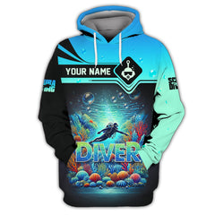 Maxcorners Scuba Diving Explore The Ocean Custom Name 3D Shirt Personalized Gift For Diver Lovers LM2111