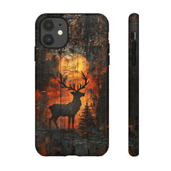Maxcorners Hunting Rustic Deer Wildlife Wood Burn Full Wrap Phone Case LM1012