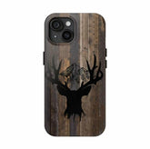 Maxcorners Deer Antler American Flag Phone Case for iPhone – Rustic Camo Style Cover – Cool Gift for Him, Outdoor, Hunting, or Streetwear Fans 4 Full Wrap Phone Case LM0812