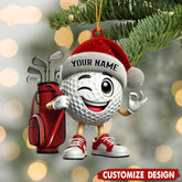 Maxcorners Funny Golf Ball Xmas Ornament, Golf Player Custom Name Golf Keychain, Golf Accessories, Christmas Golf Gift