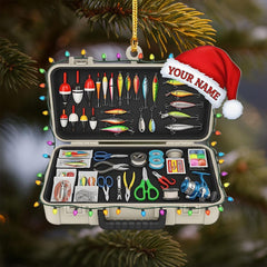 Maxcorners Custom Tackle Box Christmas Ornament, Personalized Fishing Gear Xmas Decor, Fisherman Ornament, Holiday Tree Keepsake Gift for Anglers