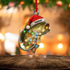 Maxcorners Personalized Fishing Bass Fish Christmas 2D Flat Acrylic Ornament 2025, Fishing Ornament Gift 2025, Fishmas Christmas 2D Flat Ornament