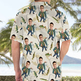 Maxcorners Custom Face Bass Fishing Hawaiian Shirt, Fishing Lover Summer Shirt, Hawaii Shirt, Summer Party Gift, Fishing Hawaii Shirt, Gift Fisherman