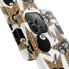 Maxcorners Billiards Leopard Star Phone Case Trendy 8 Ball Full Wrap Phone Case LM1012