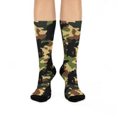 Maxcorners Camo Cushioned Crew Socks, Outdoor Style, Perfect for Hiking, Gifts for Military Lovers, Comfort in Every Step, Ideal for Everyday Wear LM2611