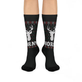 Maxcorners Horney Hunting socks Festive Holiday Crew Socks for Cozy Comfort, Fun Christmas Socks, Funny Gift for Him/Her, Winter Socks with Antlers LM2611