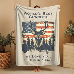 Maxcorners Personalized Grandpa Blanket | Deer Antler American Flag | Gift from Grandkids
LM1611