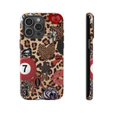 Maxcorners Billiards Cheetah Print Phone Case | Lucky 7, Retro Glam Cover Full Wrap Phone Case LM1012