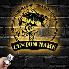 Maxcorners Custom Bass Fishing Metal Sign Fish Wall Art