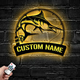 Maxcorners Custom Atlantic Blue Marlin Fishing Metal Sign Fish Wall Art