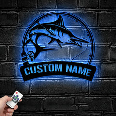 Maxcorners Custom Atlantic Blue Marlin Fishing Metal Sign Fish Wall Art