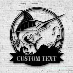 Maxcorners Custom Marlin Fishing Metal Sign Fish Wall Art With LED Light