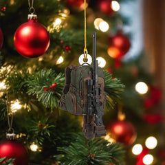 Maxcorners Personalized Hunting Backpack with Sniper Rifle Christmas 3D Ornament, Custom Holiday Tree Decor, Perfect Gift for Hunter