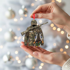 Maxcorners Personalized Camo Hunter Coat with Rifle And Ducks Christmas 3D Ornament, Custom Holiday Tree Decor, Perfect Gift for Hunter