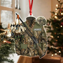 Maxcorners Personalized Duck Hunting Camo Jacket Christmas 3D Ornament, Custom Holiday Tree Decor, Perfect Gift for Hunter