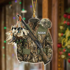 Maxcorners Personalized Duck Hunting Camo Jacket Christmas 3D Ornament, Custom Holiday Tree Decor, Perfect Gift for Hunter