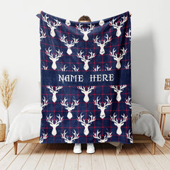Maxcorners Personalized Deer Blanket, Hunting Blanket, Custom Name Soft Cozy Sherpa Fleece Throw Blankets, Gift for Hunter, Hunting Lover LM1711