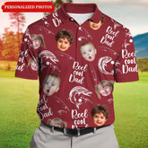 Maxcorners Personalized Reel Cool Dad Polo Shirt, Custom Face Photo Kids Polo Shirt For Dad, Grandpa, Fisherman Gift, Fishing Lover