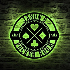Maxcorners LED Poker Room Wall Sign, Custom Poker Name Metal Wall Art, Gift For Poker LoverLM1009