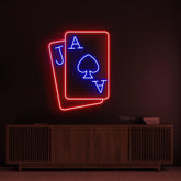 Maxcorners Custom Color Ace & Jack Neon Light - Casino Style LED Sign For Poker, Casino Led Light Wall Art, Poker Room Wall DecorLM1009