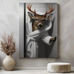 Maxcorners Funny Deer Bathroom Wall Art Cabin Canvas For Hunters