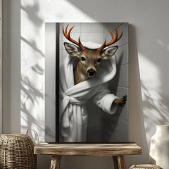 Maxcorners Funny Deer Bathroom Wall Art Cabin Canvas For Hunters