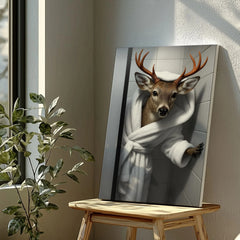 Maxcorners Funny Deer Bathroom Wall Art Cabin Canvas For Hunters