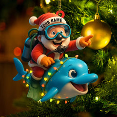 Maxcorners Diving Santa Home Decor, Christmas Ornament, Personalized Ornament 2D Flat LM2111