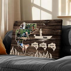 Maxcorners Custom Photo Canvas, Fishing Canvas Wall Art, Fishing Presents For Dad, Fishing Father's Day Gifts LM0101
