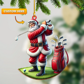 Maxcorners Custom Name Santa Claus Golf Player Xmas Ornament, Golf Accessories, Christmas Golf Gift