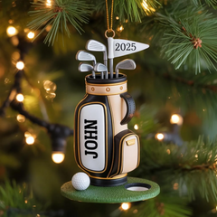 Maxcorners Personalized Golf Bag Acrylic Ornament, Custom Name Golf Ornament, Gift For Golf Lover, Xmas Ornament