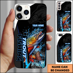 Maxcorners Trout Fishing Phone Case Bold Typography Water Action Design Personalized Name Phone Case