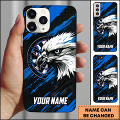 Maxcorners Darts Phonecase Bald Eagle Dartboard Blue Black Graphic Design Personalized Name 3D Phone Case
